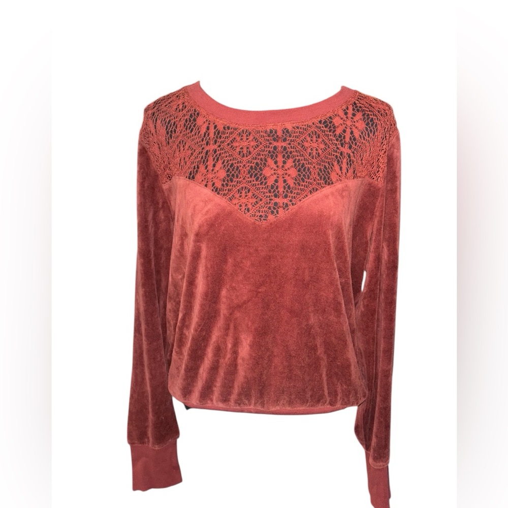 Shyanne velour top with lace detailing XL